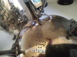 Tea Pot Set Figural Egyptian Revival 3 Pcs Triple Silver Plate Set by Manhattan