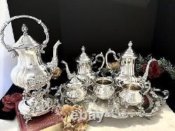 Tea Set Coffee Service Vintage Towle Silver Plated Tilting Tea Pot 7 Pc Set