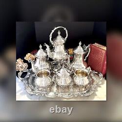 Tea Set Coffee Service Vintage Towle Silver Plated Tilting Tea Pot 7 Pc Set