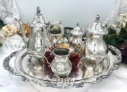 Tea Set Silver Plated Wallace La Reine / Tray Antique 6 piece Set Discount