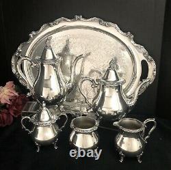 Tea Set Silver Plated Wallace La Reine / Tray Antique 6 piece Set Discount