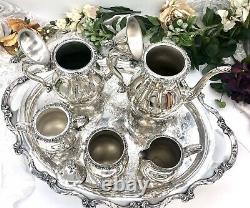 Tea Set Silver Plated Wallace La Reine / Tray Antique 6 piece Set Discount