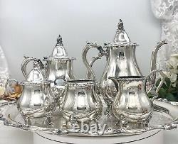 Tea Set Silver Plated Wallace La Reine / Tray Antique 6 piece Set Discount