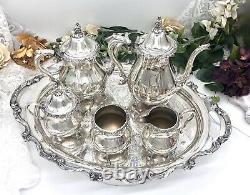 Tea Set Silver Plated Wallace La Reine / Tray Antique 6 piece Set Discount