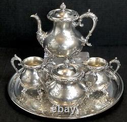 Tea Set Standard Silver Co. Special Hard White Metal Vintage Etched Set