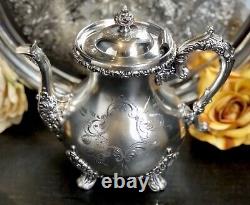 Tea Set Standard Silver Co. Special Hard White Metal Vintage Etched Set