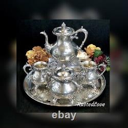 Tea Set Standard Silver Co. Special Hard White Metal Vintage Etched Set