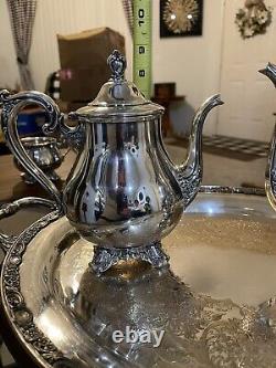 Tea and Coffee Service Silverplated Victorian Rose Wm Rogers & Sons 6 Pcs Set