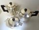 Three Piece French Art Deco Silverplate Coffee Tea Set Pots & Covered Sugar