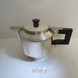 Three Piece French Art Deco Silverplate Coffee Tea Set Pots & Covered Sugar