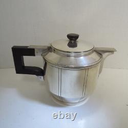 Three Piece French Art Deco Silverplate Coffee Tea Set Pots & Covered Sugar