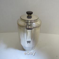 Three Piece French Art Deco Silverplate Coffee Tea Set Pots & Covered Sugar