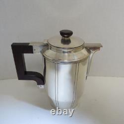 Three Piece French Art Deco Silverplate Coffee Tea Set Pots & Covered Sugar