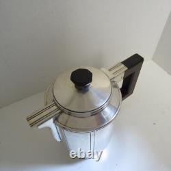 Three Piece French Art Deco Silverplate Coffee Tea Set Pots & Covered Sugar