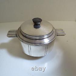 Three Piece French Art Deco Silverplate Coffee Tea Set Pots & Covered Sugar