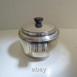 Three Piece French Art Deco Silverplate Coffee Tea Set Pots & Covered Sugar