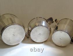 Three Piece French Art Deco Silverplate Coffee Tea Set Pots & Covered Sugar