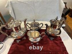 Towel 4 Piece Set Coffee Pot, Tea Pot, Creamer, Sugar Bowl Silver-plate