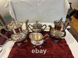 Towel 4 Piece Set Coffee Pot, Tea Pot, Creamer, Sugar Bowl Silver-plate