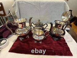 Towel 4 Piece Set Coffee Pot, Tea Pot, Creamer, Sugar Bowl Silver-plate