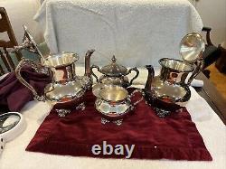 Towel 4 Piece Set Coffee Pot, Tea Pot, Creamer, Sugar Bowl Silver-plate