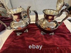 Towel 4 Piece Set Coffee Pot, Tea Pot, Creamer, Sugar Bowl Silver-plate