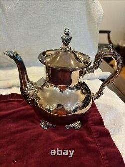 Towel 4 Piece Set Coffee Pot, Tea Pot, Creamer, Sugar Bowl Silver-plate