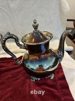 Towel 4 Piece Set Coffee Pot, Tea Pot, Creamer, Sugar Bowl Silver-plate