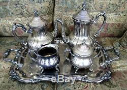 Towle Silverplate Large Tray, Coffee & Tea Service, Creamer & Covered Sugar Bowl