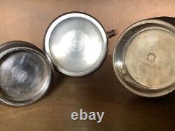 Triple Silver Plate Tea Pot. Sugar. Creamer. Floral Etched HallmarkSheldon CT