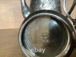 Triple Silver Plate Tea Pot. Sugar. Creamer. Floral Etched HallmarkSheldon CT