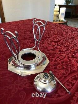 Unique Octagonal Vintage Silver Plated Tea Service Set with Pouring Cradle 5 Pc