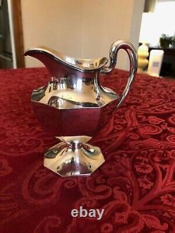 Unique Octagonal Vintage Silver Plated Tea Service Set with Pouring Cradle 5 Pc