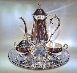Unused boxed antique vintage style 4 pc English silver plate tea set tray teapot