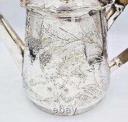 VICTORIAN AESTHETIC MOVEMENT SILVER PLATED BACHELORS TEA SET c1880