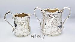 VICTORIAN AESTHETIC MOVEMENT SILVER PLATED BACHELORS TEA SET c1880