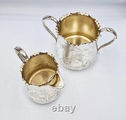 VICTORIAN AESTHETIC MOVEMENT SILVER PLATED BACHELORS TEA SET c1880