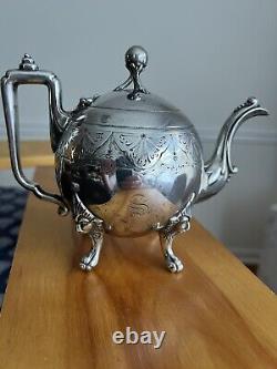 VICTORIAN REED AND BARTON SILVER PLATE TEA SERVICE 4 PIECE 1870's-90's