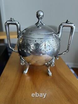 VICTORIAN REED AND BARTON SILVER PLATE TEA SERVICE 4 PIECE 1870's-90's