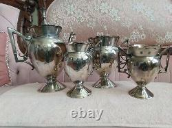 VICTORIAN SILVER PLATE RENAISSANCE REVIVAL 4 PCS Tea SET by Meriden GORGEOUS