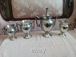 VICTORIAN SILVER PLATE RENAISSANCE REVIVAL 4 PCS Tea SET by Meriden GORGEOUS