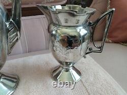 VICTORIAN SILVER PLATE RENAISSANCE REVIVAL 4 PCS Tea SET by Meriden GORGEOUS