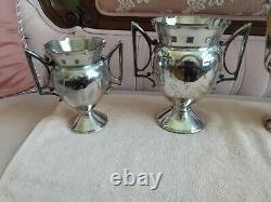 VICTORIAN SILVER PLATE RENAISSANCE REVIVAL 4 PCS Tea SET by Meriden GORGEOUS