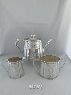 VICTORIAN Silver Plated TEA SET c1885 FENTON BROS Sheffield Antique Tea Pot Set