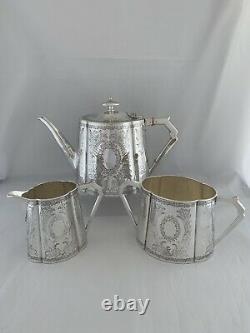 VICTORIAN Silver Plated TEA SET c1885 FENTON BROS Sheffield Antique Tea Pot Set