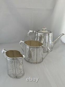 VICTORIAN Silver Plated TEA SET c1885 FENTON BROS Sheffield Antique Tea Pot Set