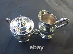 VINERS SILVER PLATE TEA /COFFEE SET w SERVING TRAY VINTAGE SERVEWARE