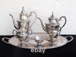 VINTAGE 1960s International Silver Castleton 6-Piece Tea Coffee Set Gold Tray