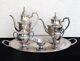 Vintage 1960s International Silver Castleton 6-piece Tea Coffee Set Gold Tray
