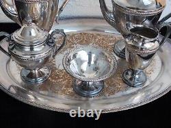 VINTAGE 1960s International Silver Castleton 6-Piece Tea Coffee Set Gold Tray